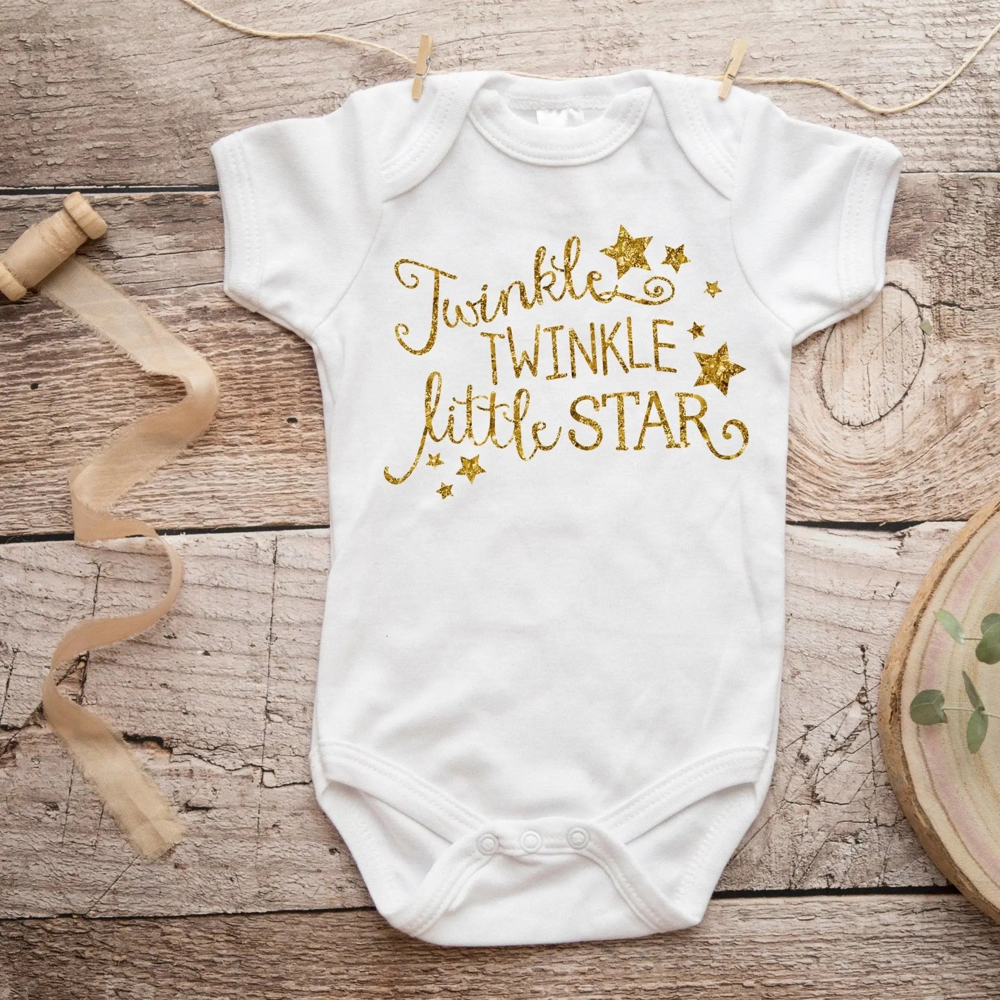 Gold Baby Bodysuit - Newborn Baby Gift - Twinkle Twinkle Little Star