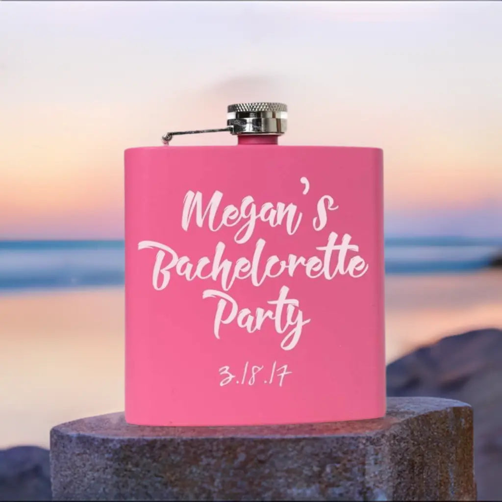 Bachelorette Party Pink Flask - Personalized bachelorette party favors Custom gifts supplies