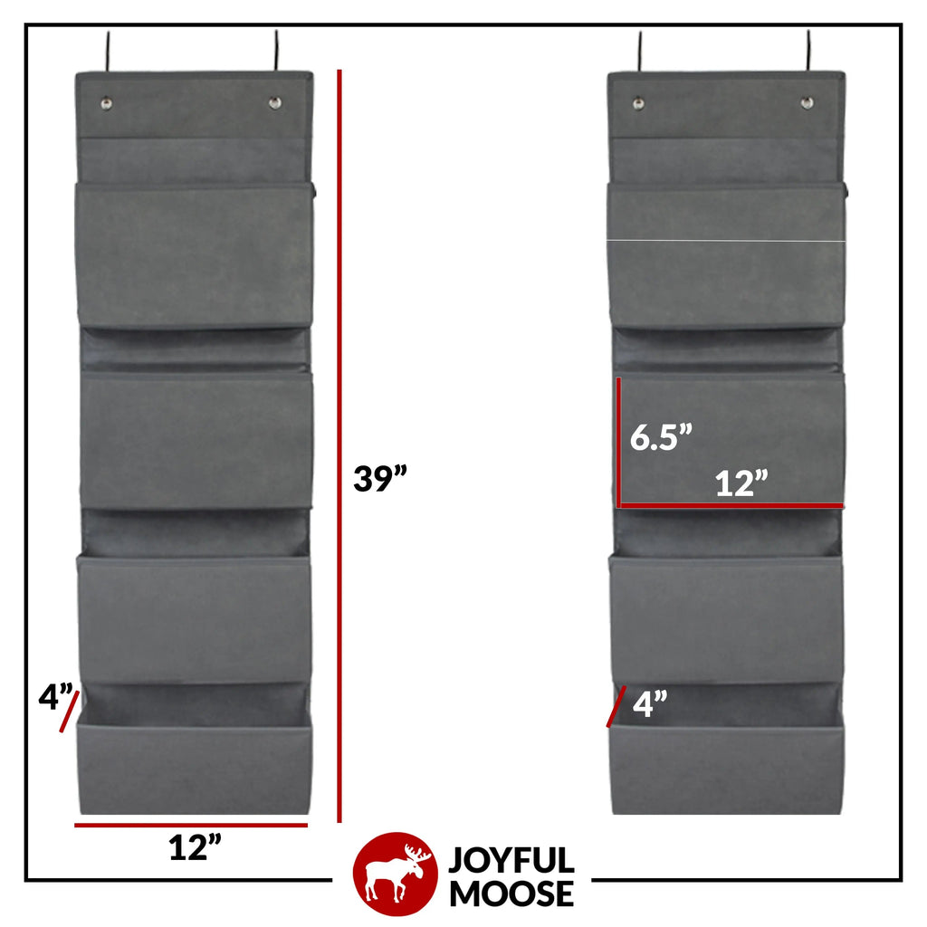 Over the Door Hanging Organizer Closet Storage Bins Grey