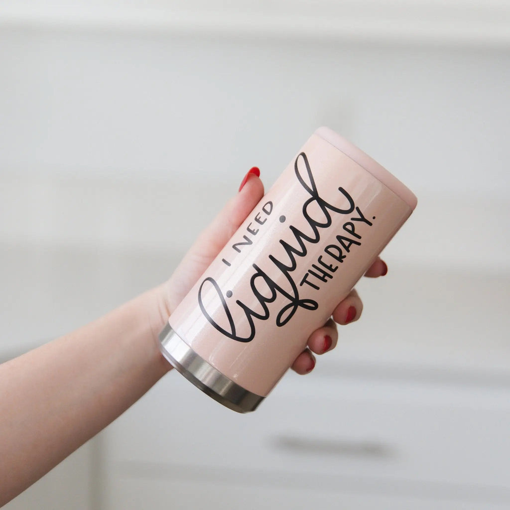 I Need Liquid Therapy Skinny Can Holder, Glitter Skinny Can Holder, skinny can cooler, funny slim can cooler