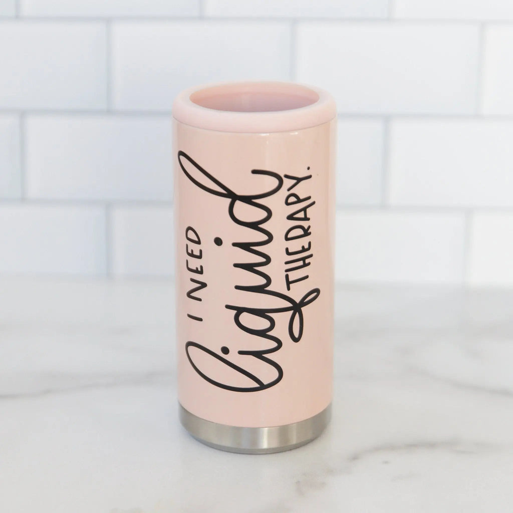 I Need Liquid Therapy Skinny Can Holder, Glitter Skinny Can Holder, skinny can cooler, funny slim can cooler