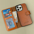 iPhone 16 Series Rustic Brown Leather Wallet Case - New York