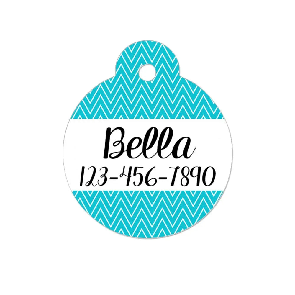 Personalized Cat ID Tag - Personalized Cat Name Tag - Custom Cat ID Tag - Chevron Name Tag - Cat ID Tag - Cat Collar Name Tag - Turquoise