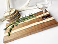 Serving Tray, Maple & Walnut Charcuterie Board, Wood Cheese Board with Wine Glass Holder