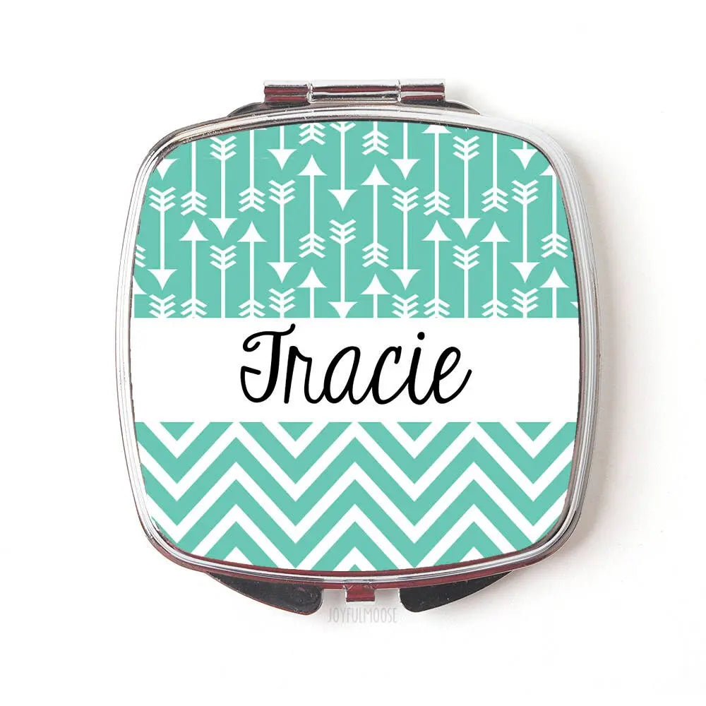 Custom Bridesmaids Gifts,  Personalized Bridesmaids Gifts Compact Mirror, Aqua Mint Wedding, best friend gift