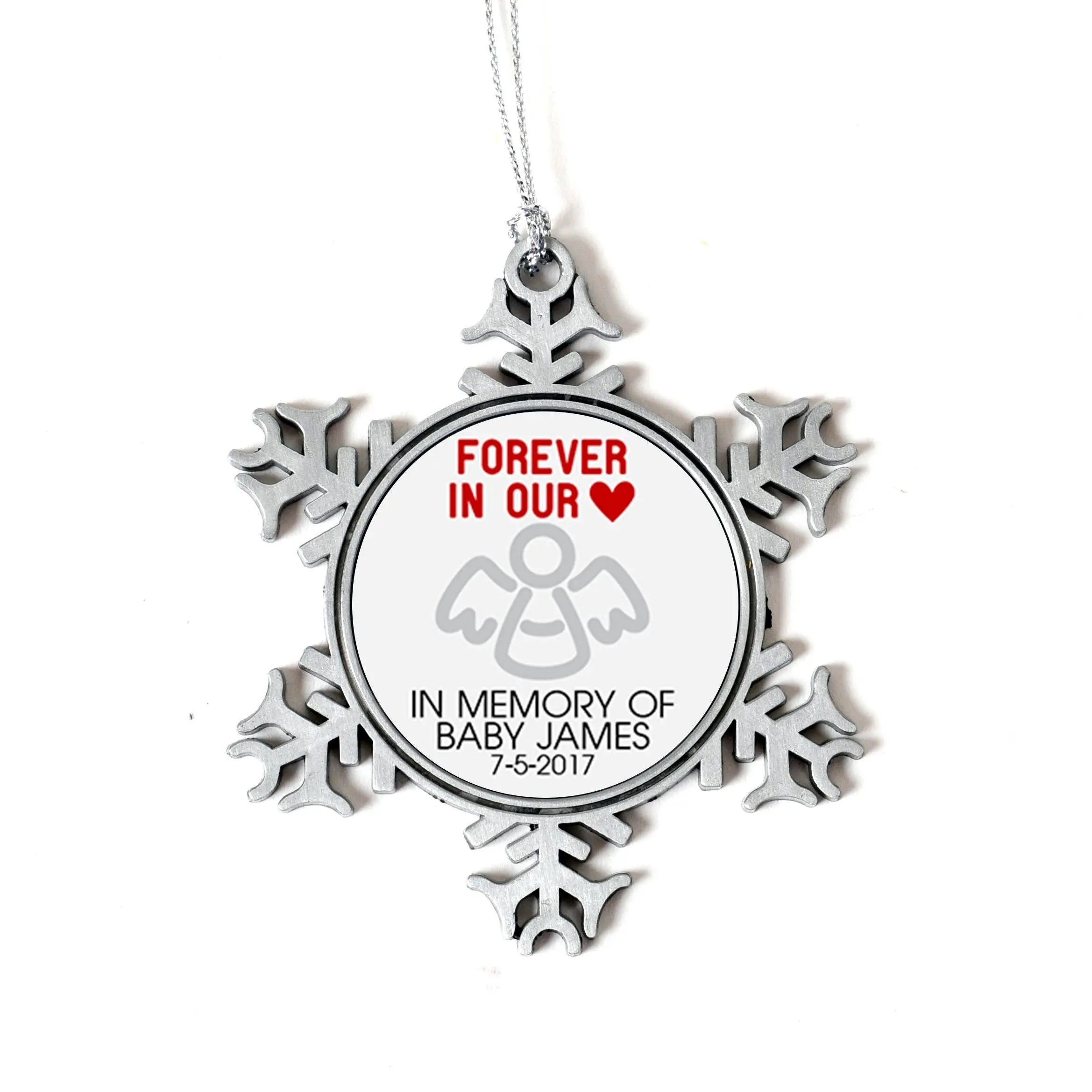 Pregnancy Loss Christmas Ornament - Miscarriage Memorial Gift Christmas Ornament - Snowflake Silver Ornament