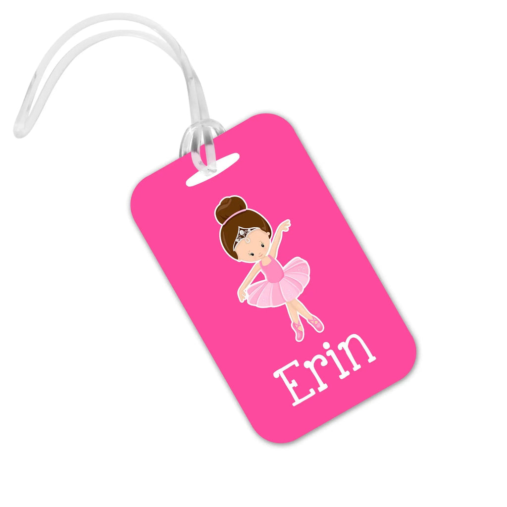 Ballet Bag Tag – Pink Girls Luggage Tag | Custom Ballerina Backpack ID Label