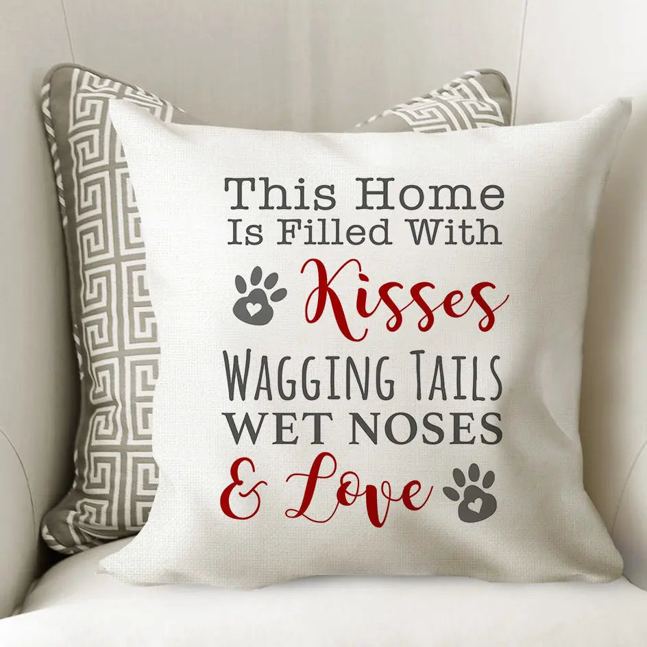 Dog House Decor | Dog Pillow Cover - Cozy Throw Pillow with Paw Print Design
