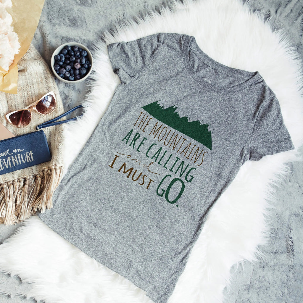 Hiking Tshirt, The Mountains are Calling and I must Go Shirt, camping shirt, graphic tshirt