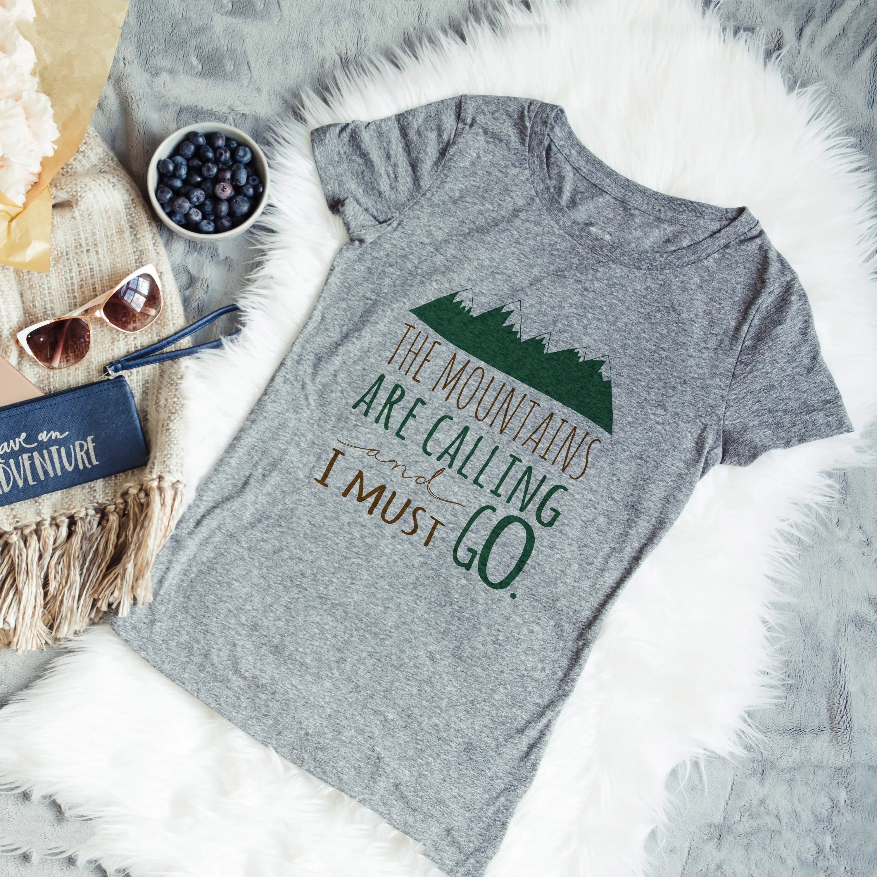 Hiking Tshirt, The Mountains are Calling and I must Go Shirt, camping shirt, graphic tshirt