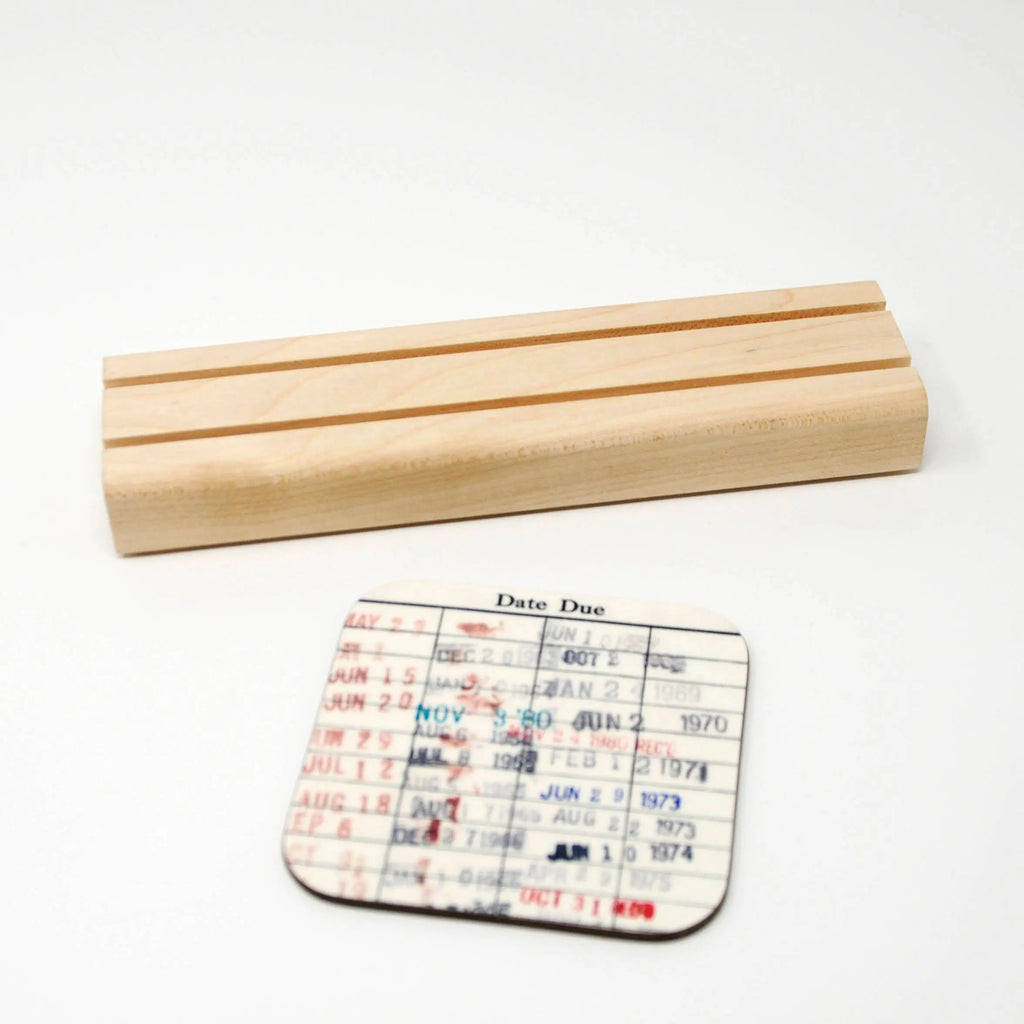 Library Card Coaster - Librarian Gift Set of Coasters - Reading Reader Book - Vintage Library Due Date Card
