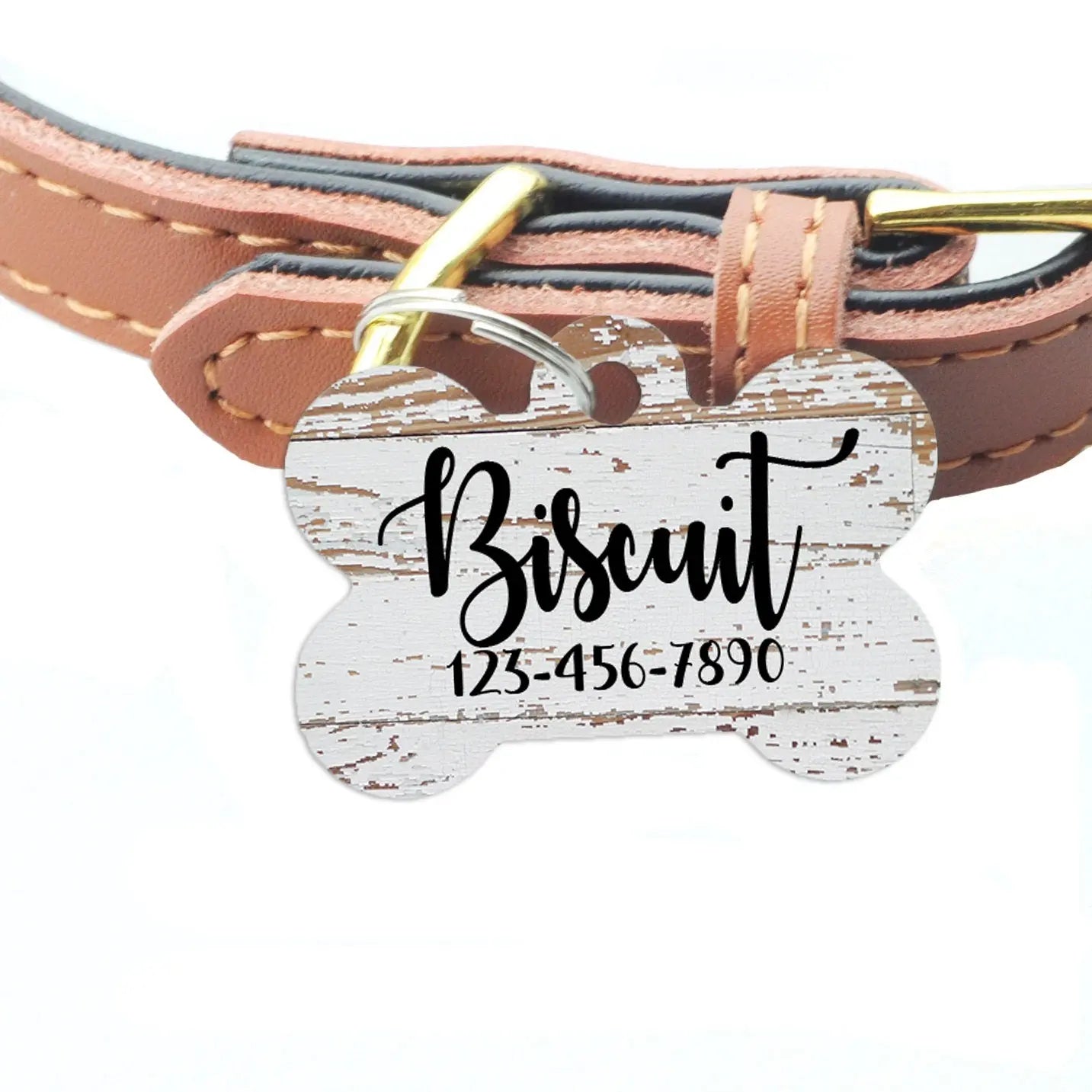 Pet ID Tag, Weathered Wood Pattern Custom Dog Name Tag, personalized dog tag, wood texture pet id tag, woodgrain dog name tag