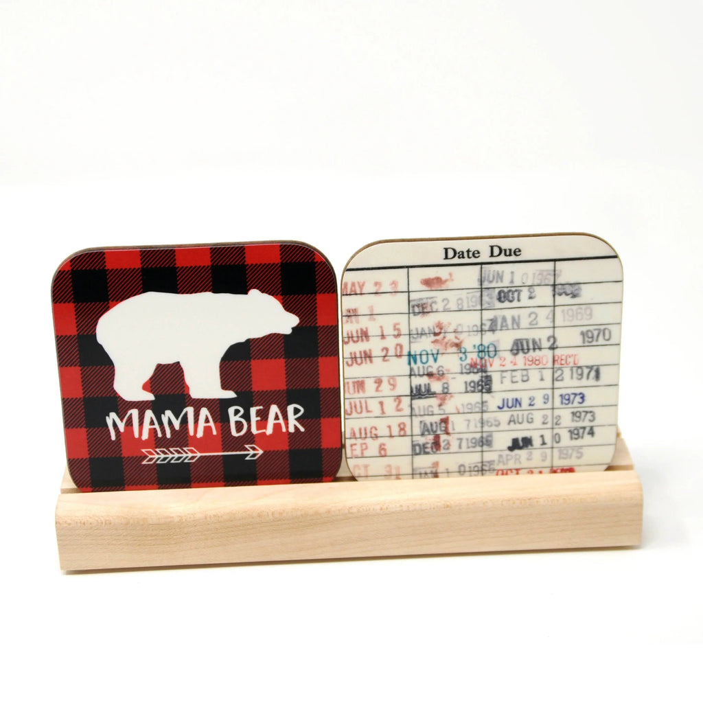 Library Card Coaster - Librarian Gift Set of Coasters - Reading Reader Book - Vintage Library Due Date Card
