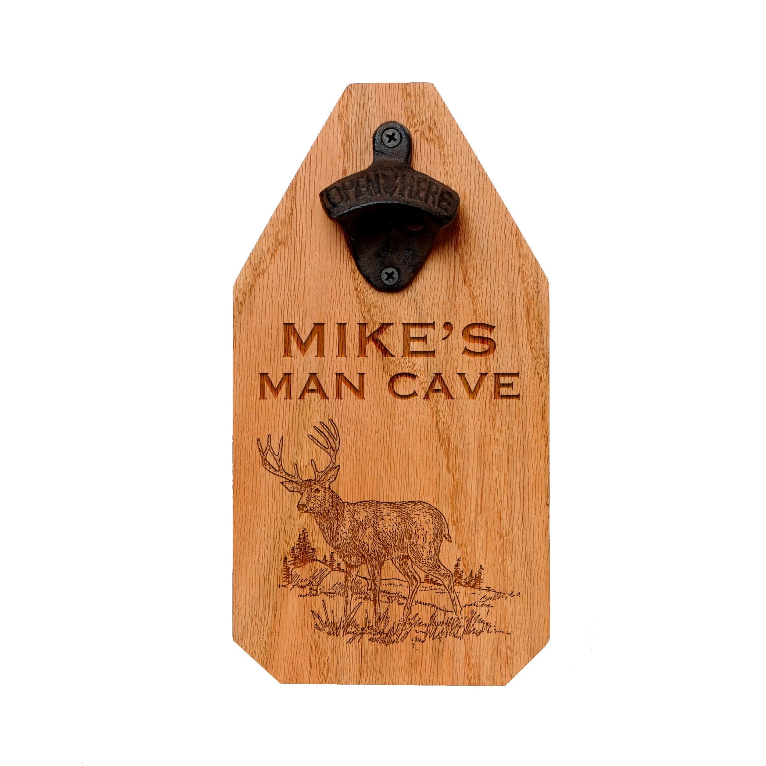 Personalized Wood Sign, Rustic Deer Hanging Beer Bottle Opener, Deer Hunting Gift for men, personalized gifts for him, dad personalized gift