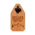 Personalized Wood Sign | Engraved Bottle Opener with Rustic Mountain Cabin Decor & Family Name