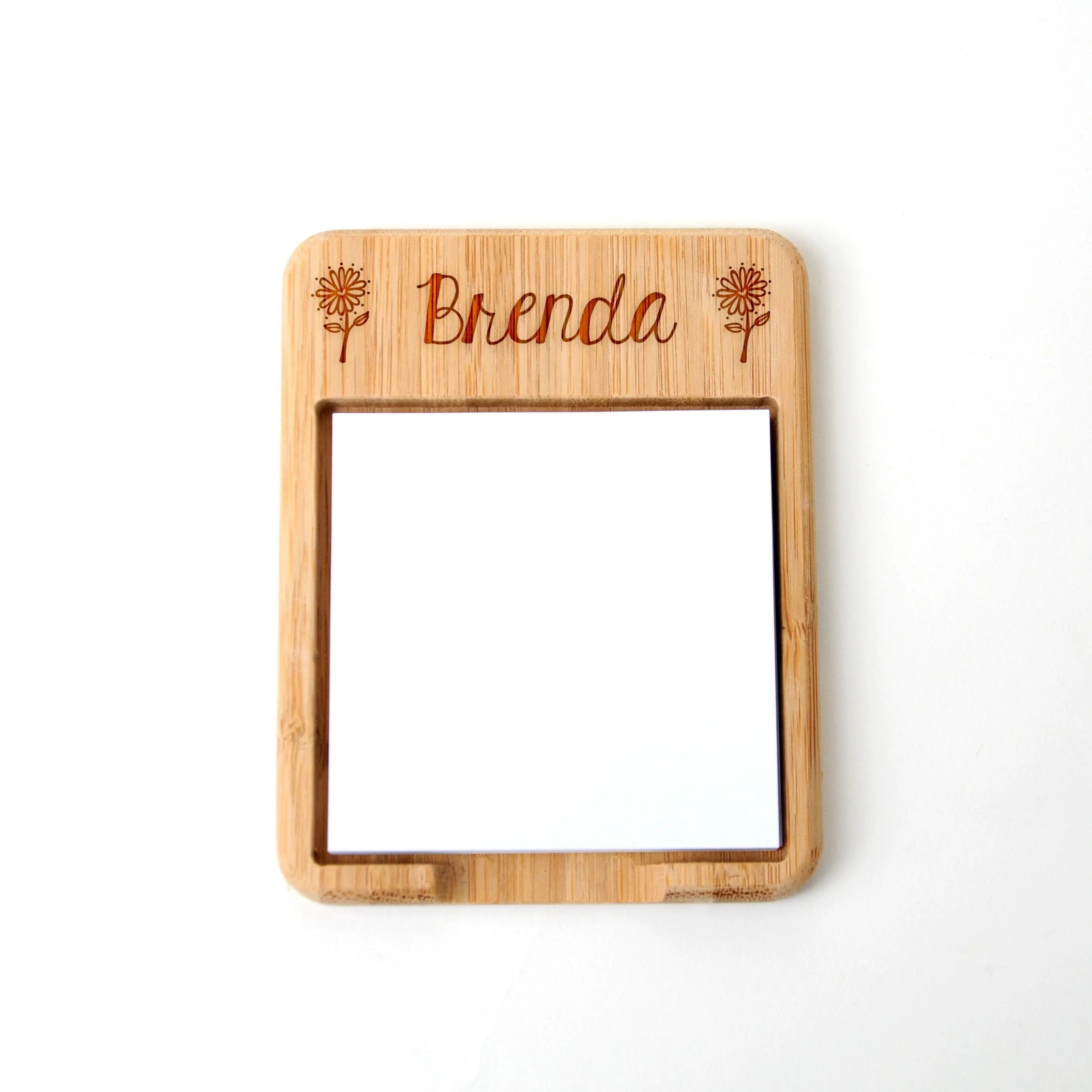Personalized Floral or Pineapple Bamboo Wood Sticky Note Holder, Custom Teacher Gift