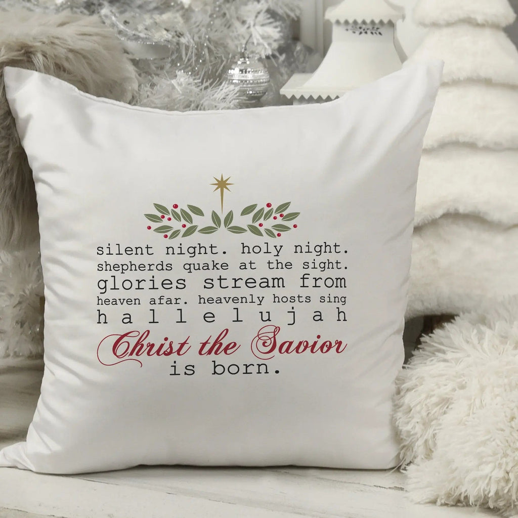 Silent Night Christmas Pillow - Hallelujah Christ the Savior is Born Christmas Decor