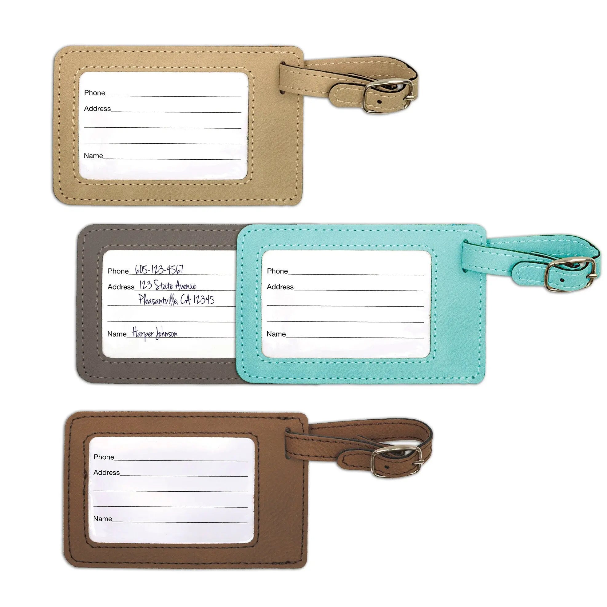 Personalized Luggage Tag - Custom Engraved Leather Travel ID Tag Gift