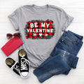 Valentines Day Shirt Cute Womens Buffalo Plaid Be My Valentine Heart Arrow Tshirt