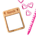 Personalized Floral or Pineapple Bamboo Wood Sticky Note Holder, Custom Teacher Gift