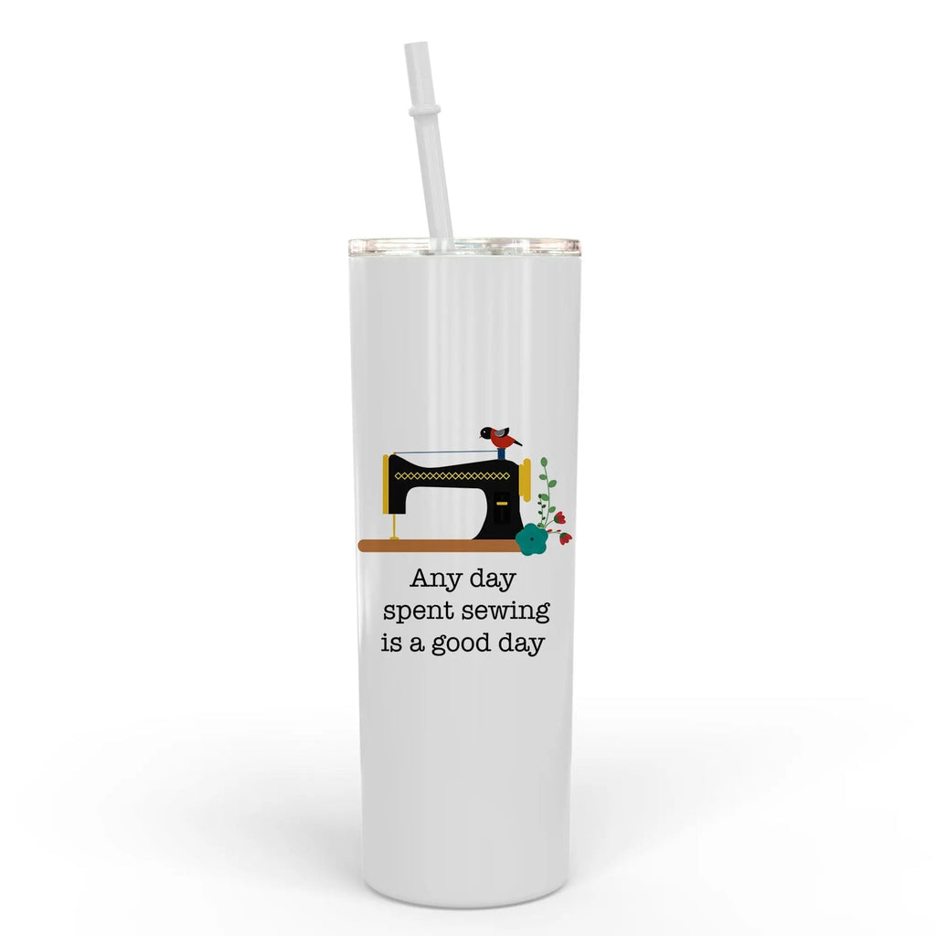 Sewing Travel Cup - Water Bottle Gift for Quilters - Sewing Machine Skinny Tumbler