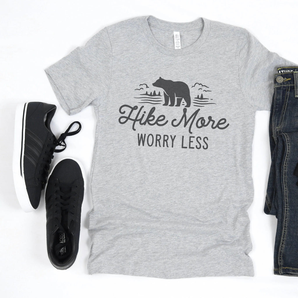Hike More, Worry Less T-shirt, Hiking Gift, Adventure, Travel, Outdoors Shirt, Camping Tshirt