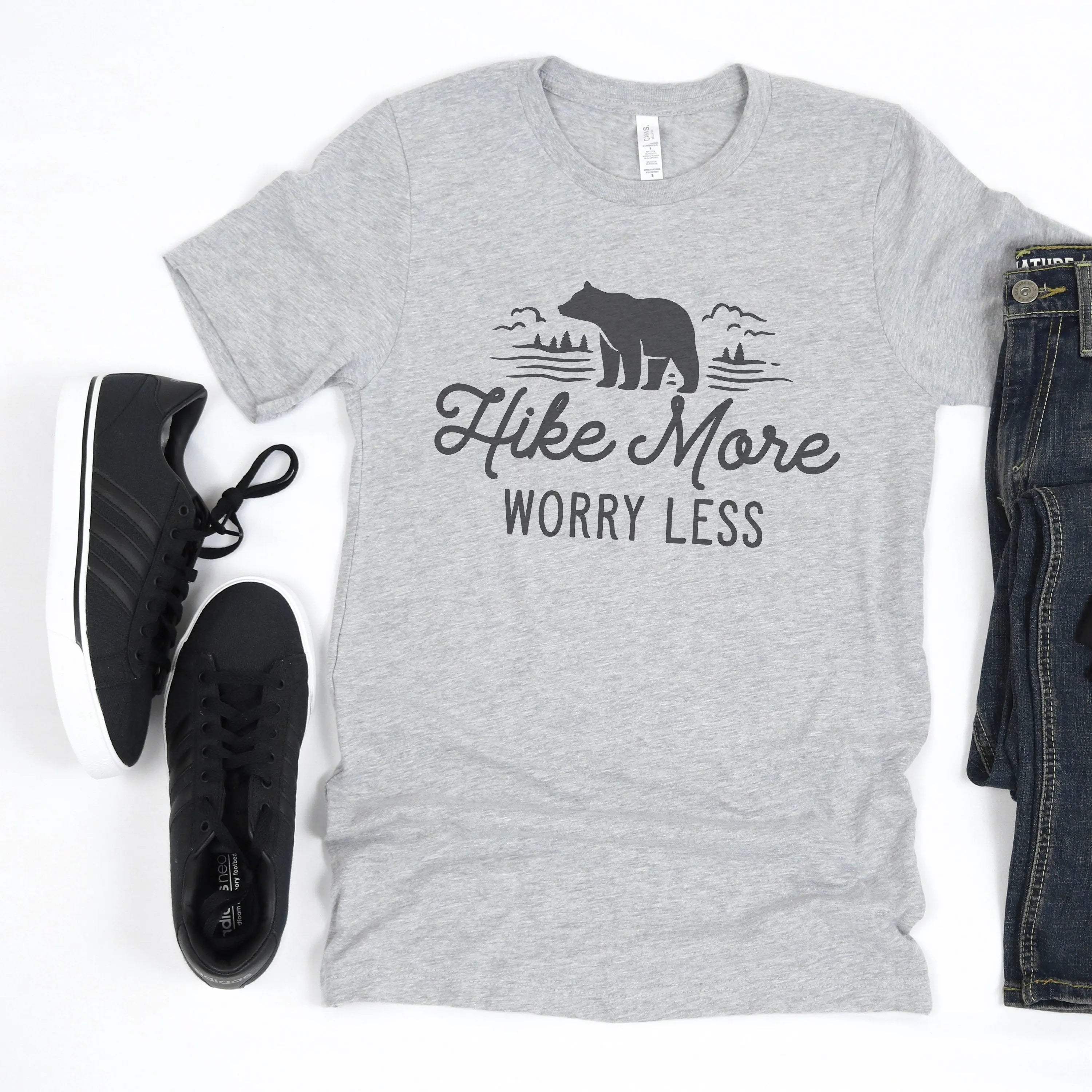 Hike More, Worry Less T-shirt, Hiking Gift, Adventure, Travel, Outdoors Shirt, Camping Tshirt
