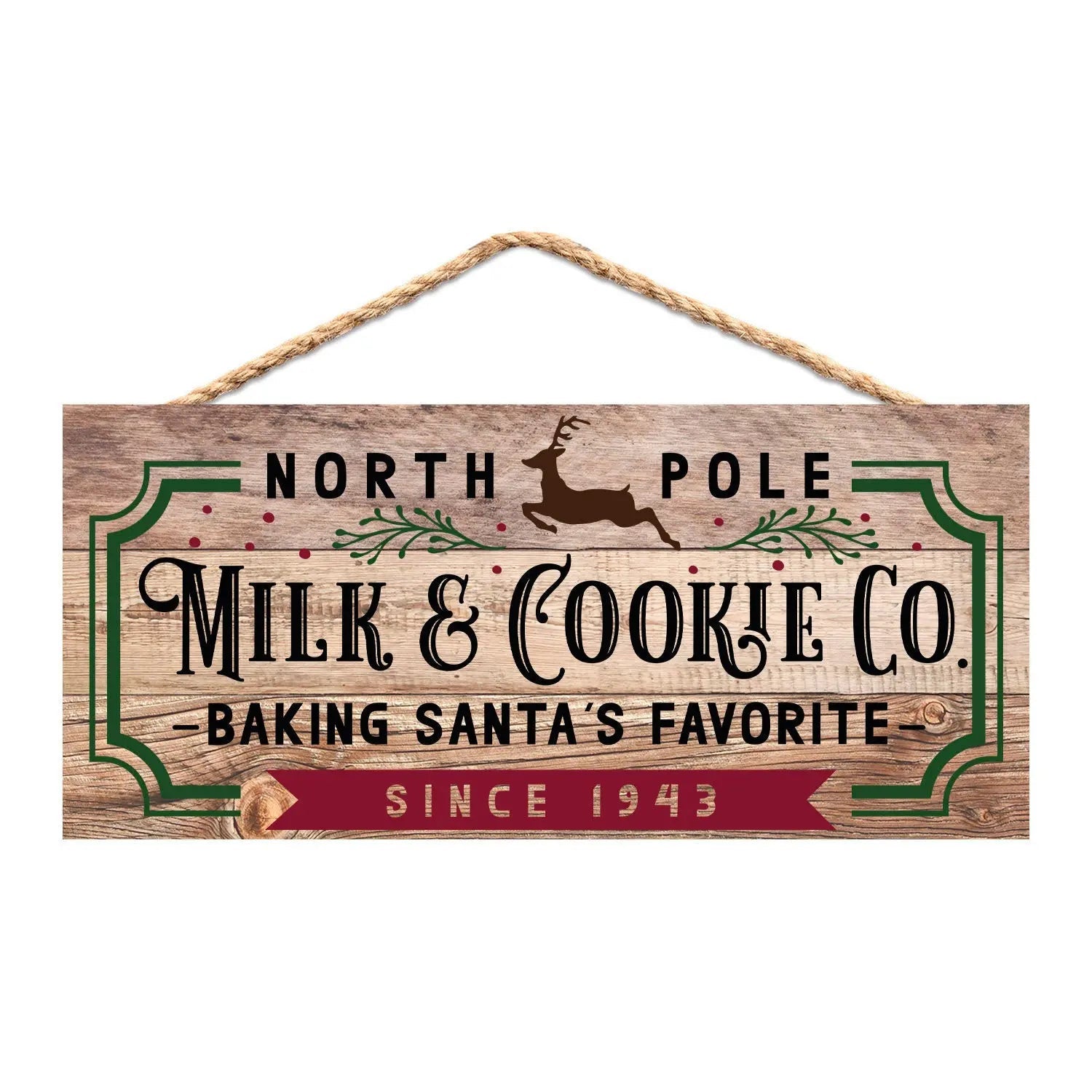 christmas decor - North Pole Milk & Cookie Co wood sign - rustic kitchen sign