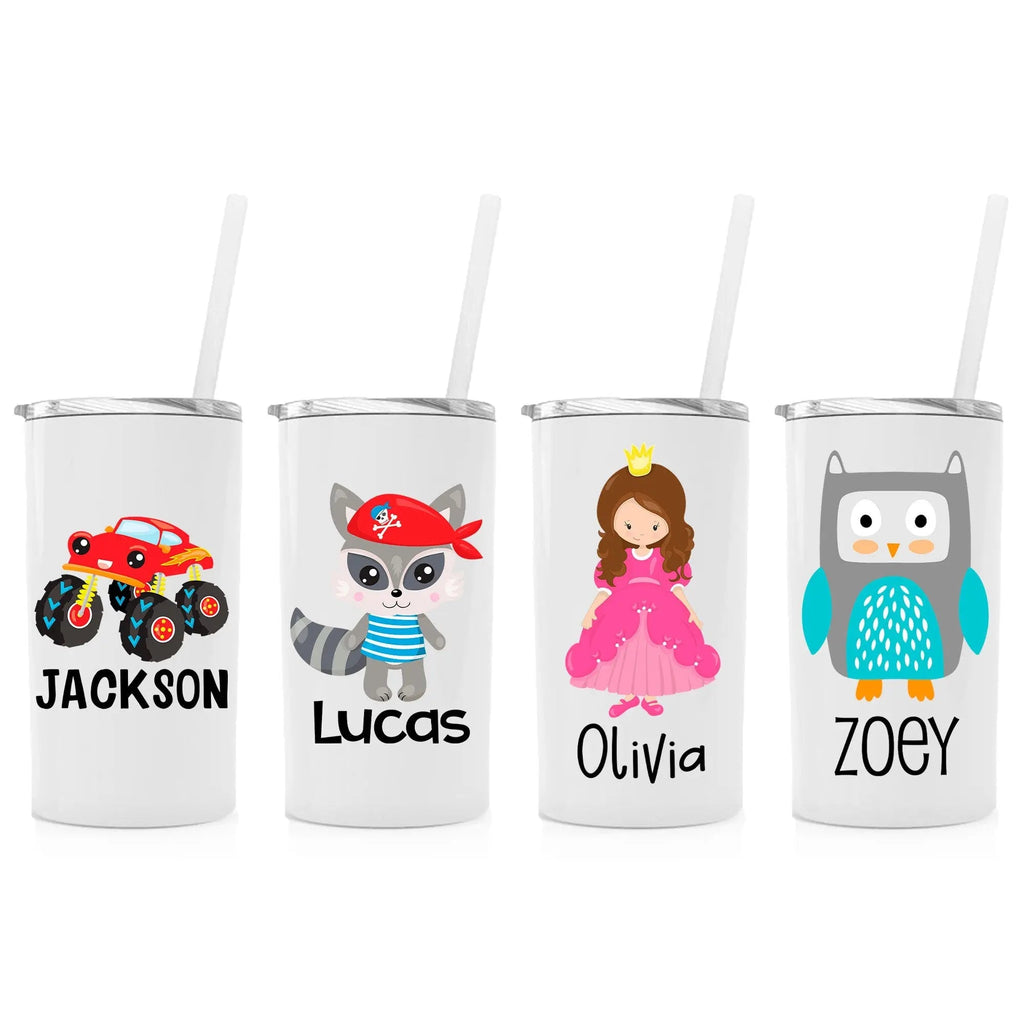 Personalized Kids Stainless Steel Tumblers w/ Straw