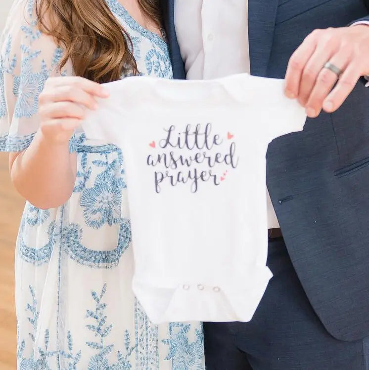New baby going home outfit, Baby Shower Gift, little answered prayer bodysuit, Pregnancy Reveal Idea, Pregnancy Announcement