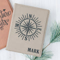 Personalized Passport Holder – Engraved Faux Leather Passport Cover With Compass Design