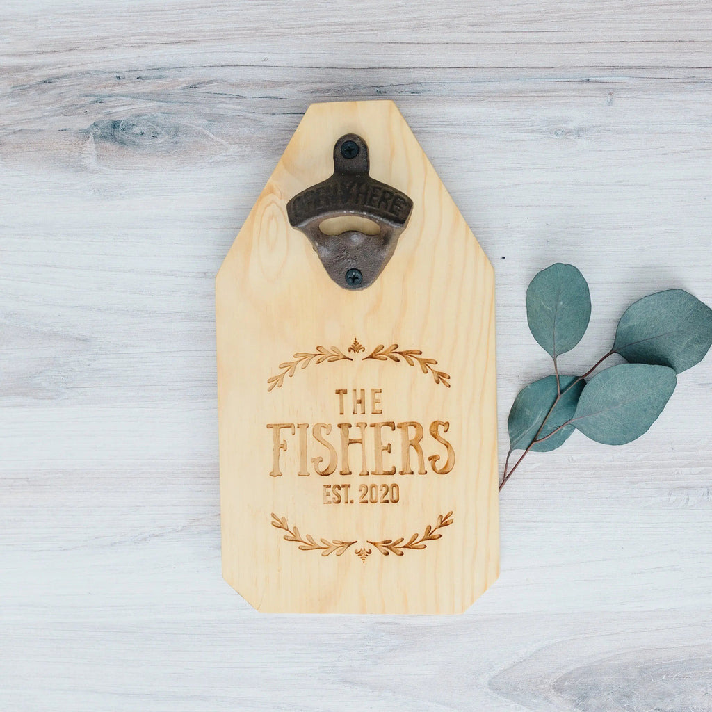 Wedding Gift, Personalized Beer Bottle Opener Wood Sign, Custom Wedding Gift for the Couple