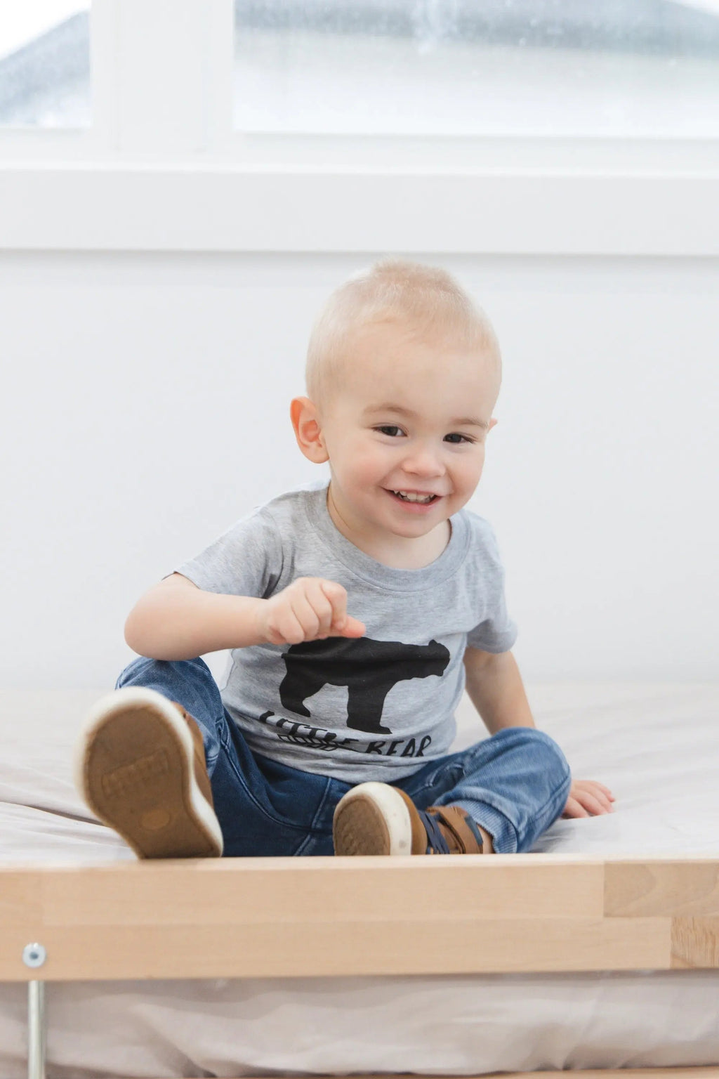 Gray Toddler Shirt - Little Bear T-Shirt With Graphic Arrow Design | Soft Cotton Tee