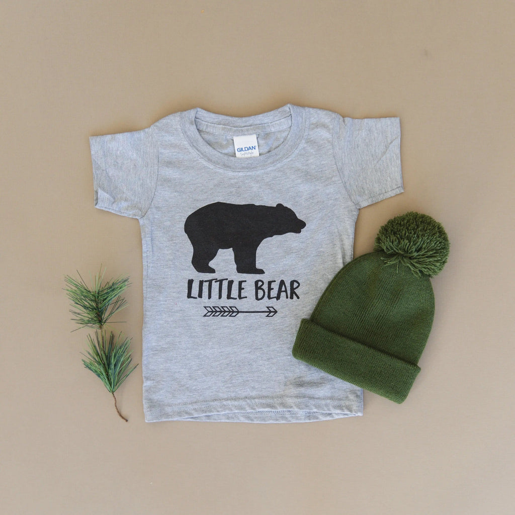 Gray Toddler Shirt - Little Bear T-Shirt With Graphic Arrow Design | Soft Cotton Tee
