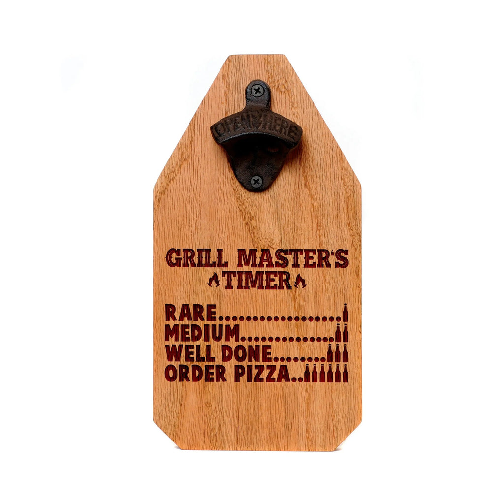 Grilling Gifts, Grill Timer Wood Sign, BBQ Gift for men, Beer Bottle Opener, Christmas gift for him, gift for dad, boyfriend christmas gift