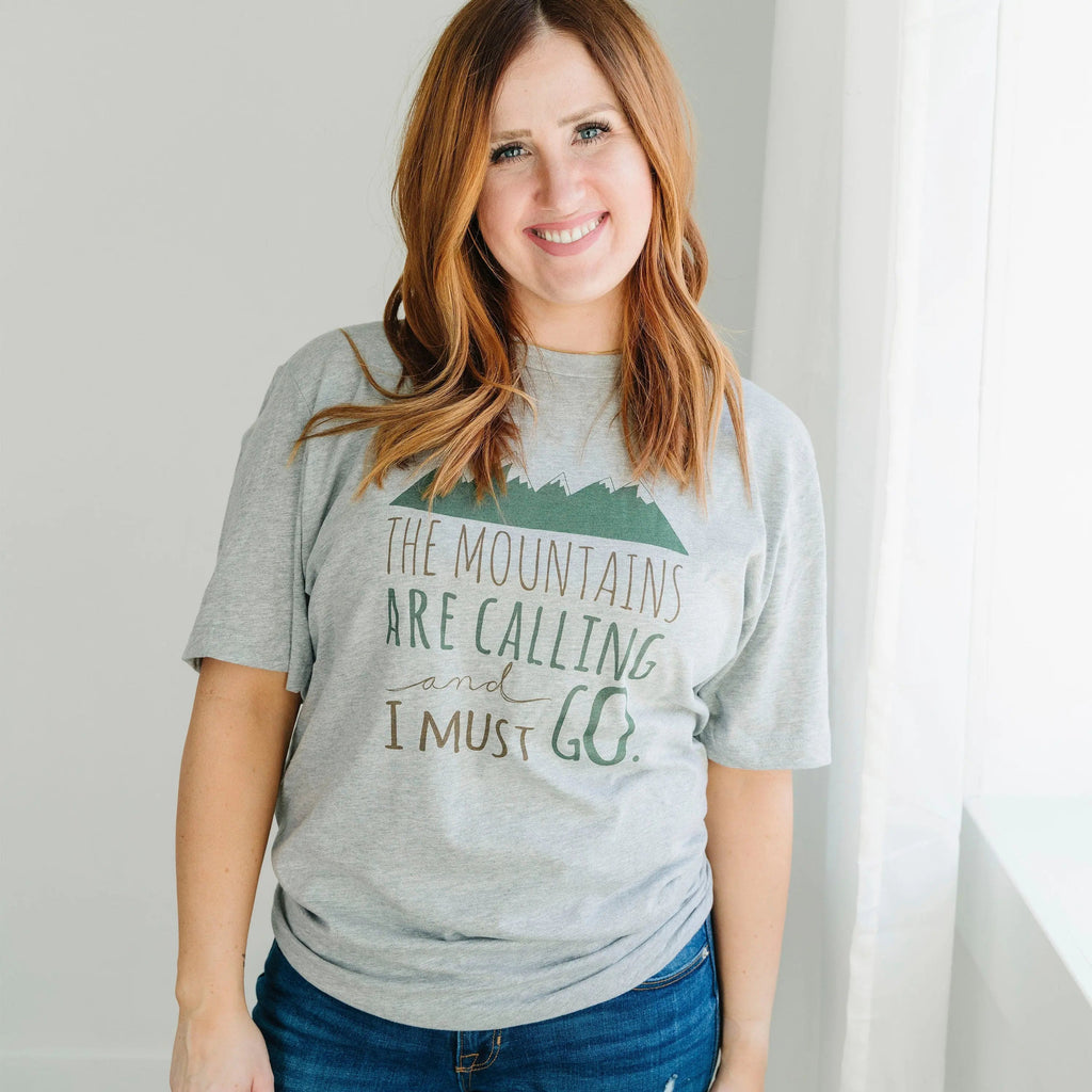 Hiking Tshirt, The Mountains are Calling and I must Go Shirt, camping shirt, graphic tshirt