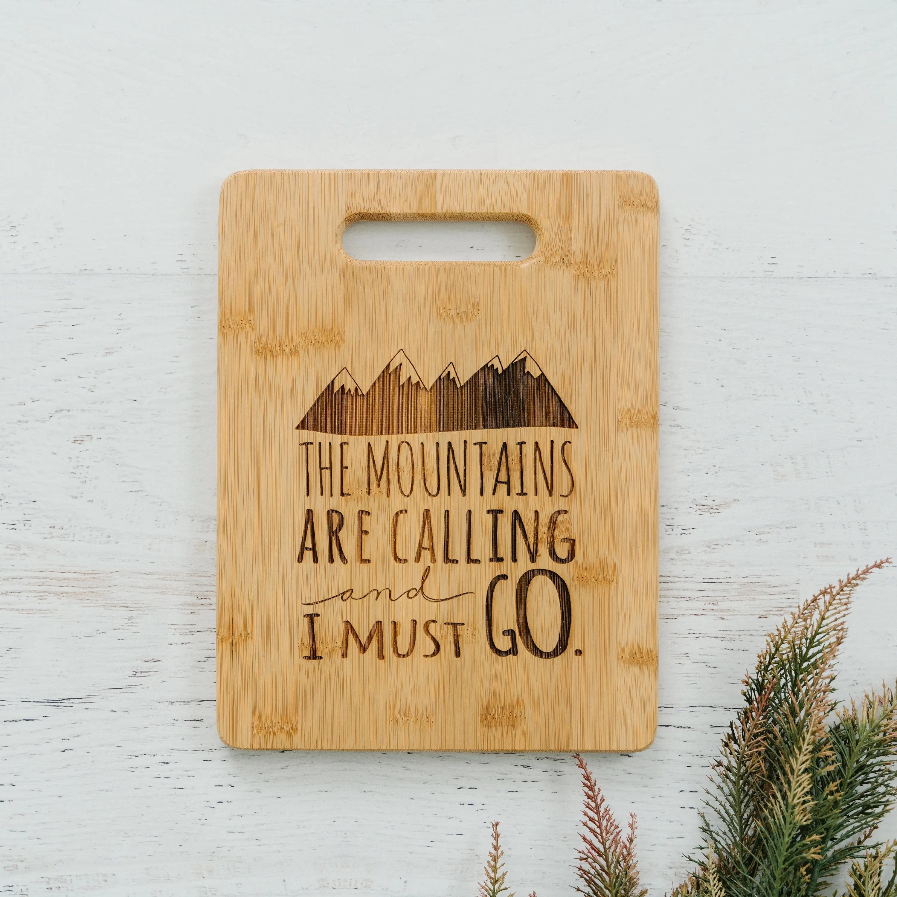 Mountain kitchen decor, Bamboo Cutting Board cabin decor, Mountain Art, Mountain Decor, wooden cutting board, rv camper decor, Travel Gift
