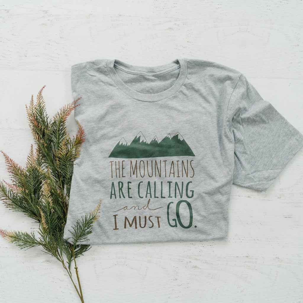 Hiking Tshirt, The Mountains are Calling and I must Go Shirt, camping shirt, graphic tshirt