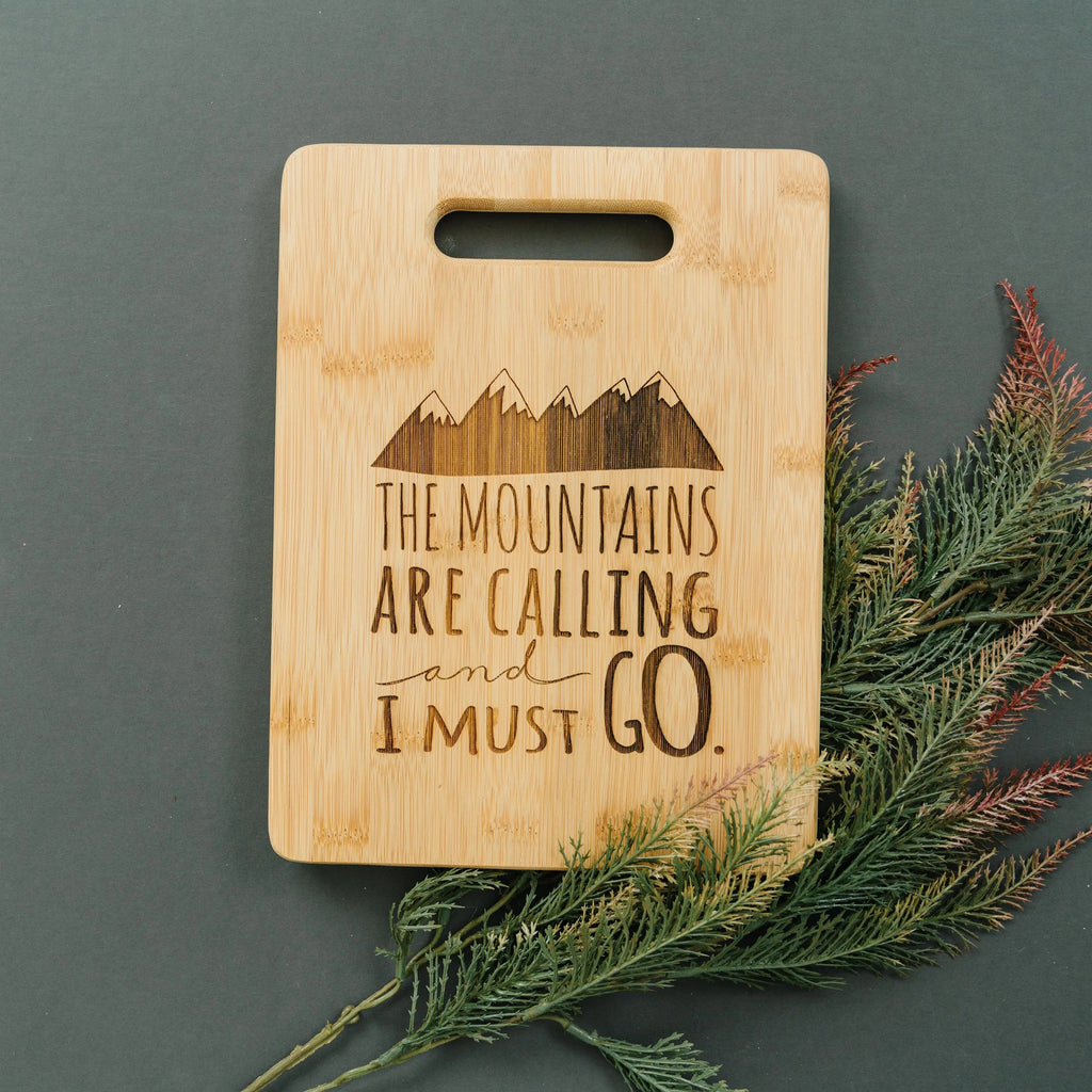 Mountain kitchen decor, Bamboo Cutting Board cabin decor, Mountain Art, Mountain Decor, wooden cutting board, rv camper decor, Travel Gift