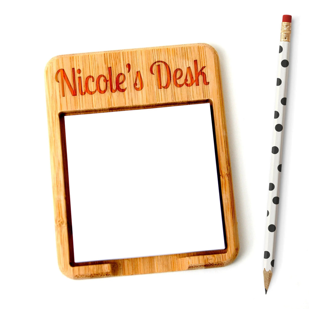 Personalized Bamboo Sticky Note Holder - Custom coworker Gift - Gift for Office