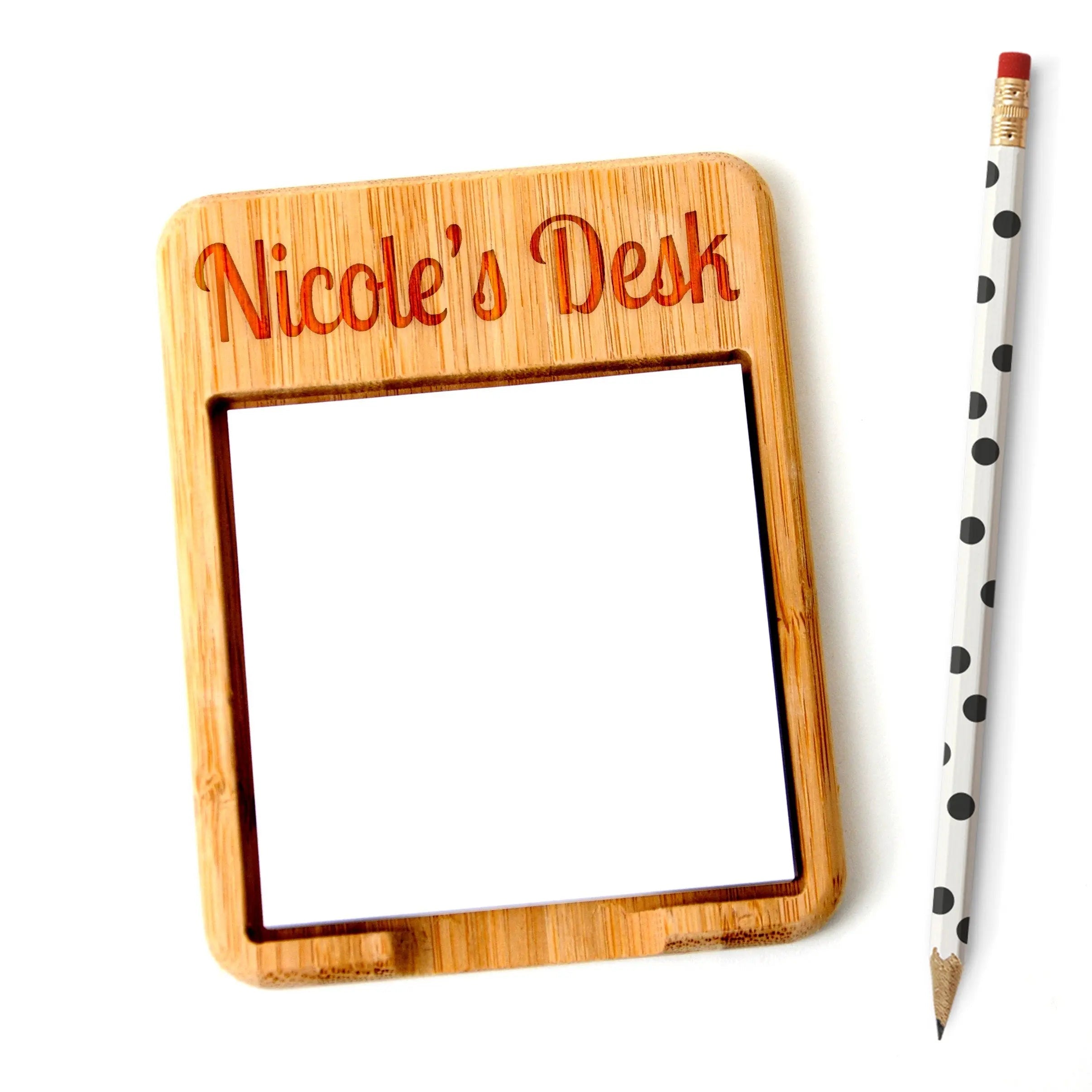 Personalized Bamboo Sticky Note Holder - Custom coworker Gift - Gift for Office