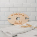 Wine Glass Holder - Wedding Gift - Eat Drink & Be Married - Personalized Wood Wine Glass Carrier