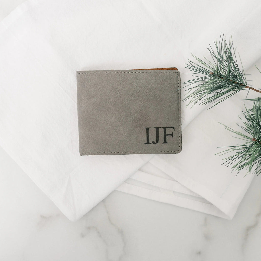 Personalized Leather Wallet - Slim Bifold Design | Custom Monogram Gift for Men