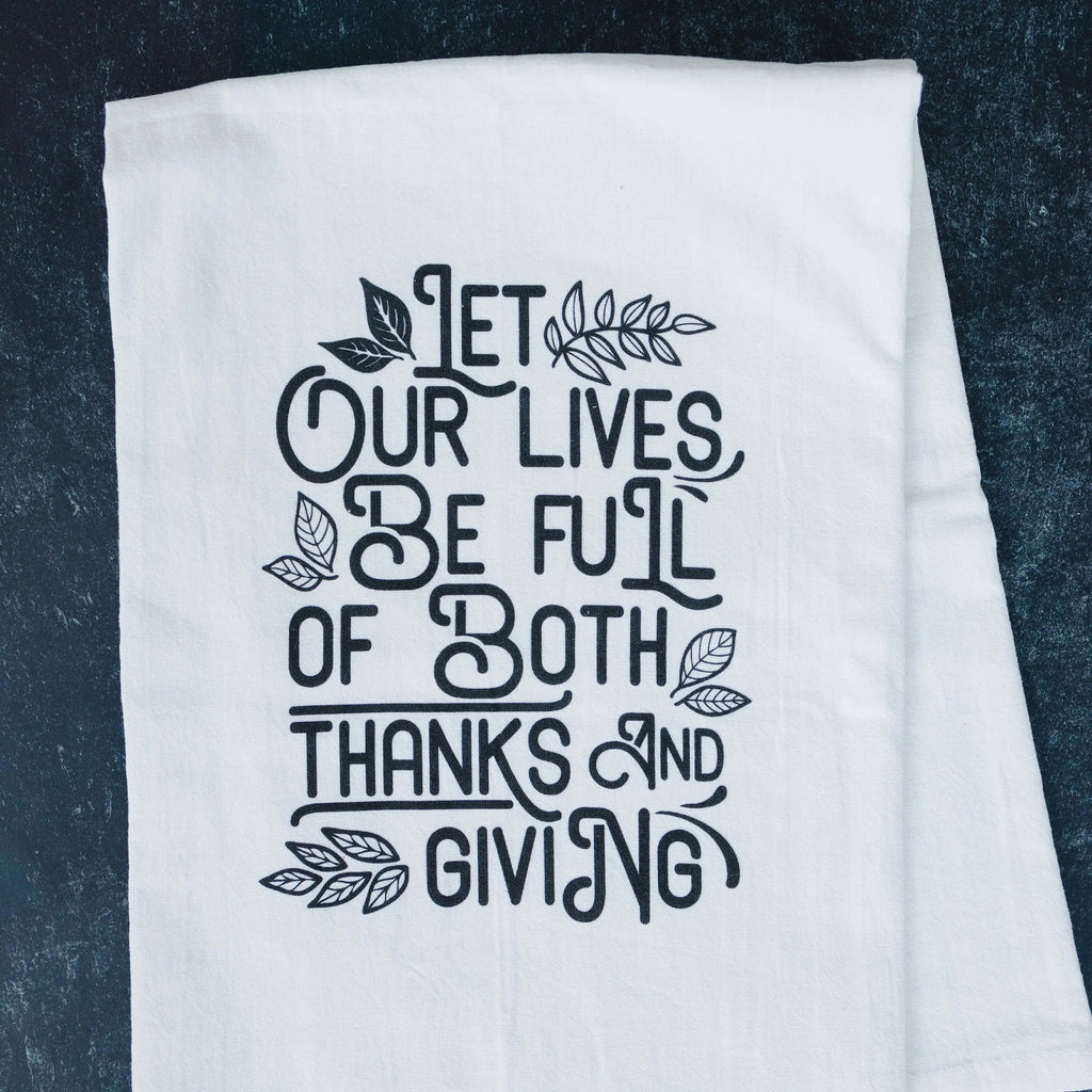 Thanksgiving Kitchen Towel, Hostess Gift, Housewarming Gift, Thanksgiving Kitchen Decor, Thankful Tea Towel, Fall Flour Sack Towel