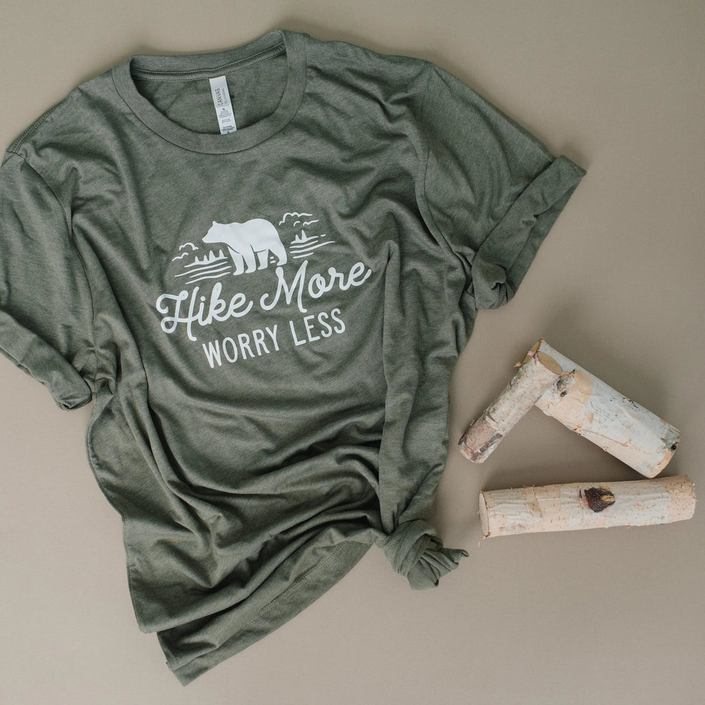 Hike More, Worry Less T-shirt, Hiking Gift, Adventure, Travel, Outdoors Shirt, Camping Tshirt