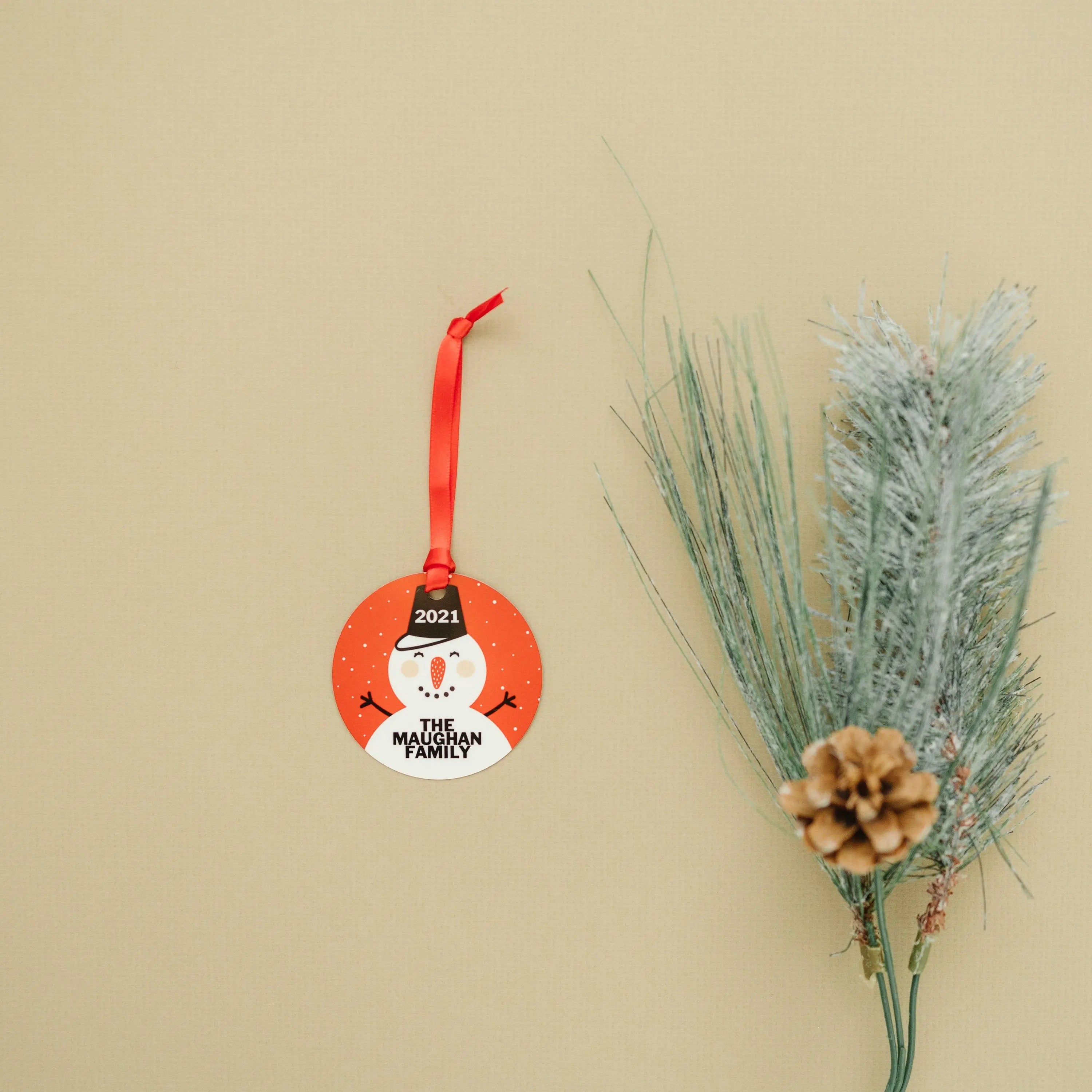 Personalized Ornament, Personalized Snowman Christmas Ornament, Round Christmas Tree Ornament