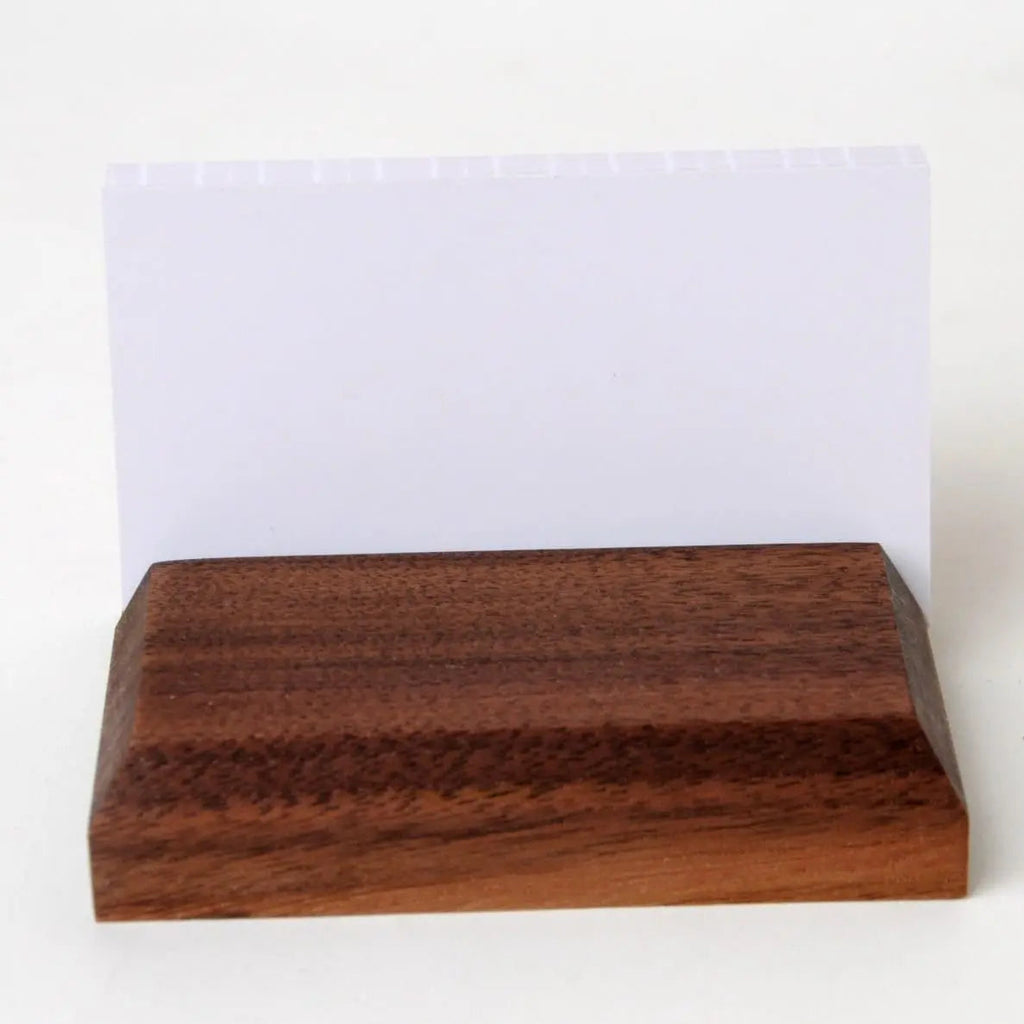 Wood Business Card Holder - Custom Engraved Card Display Stand With Non Slip Feet