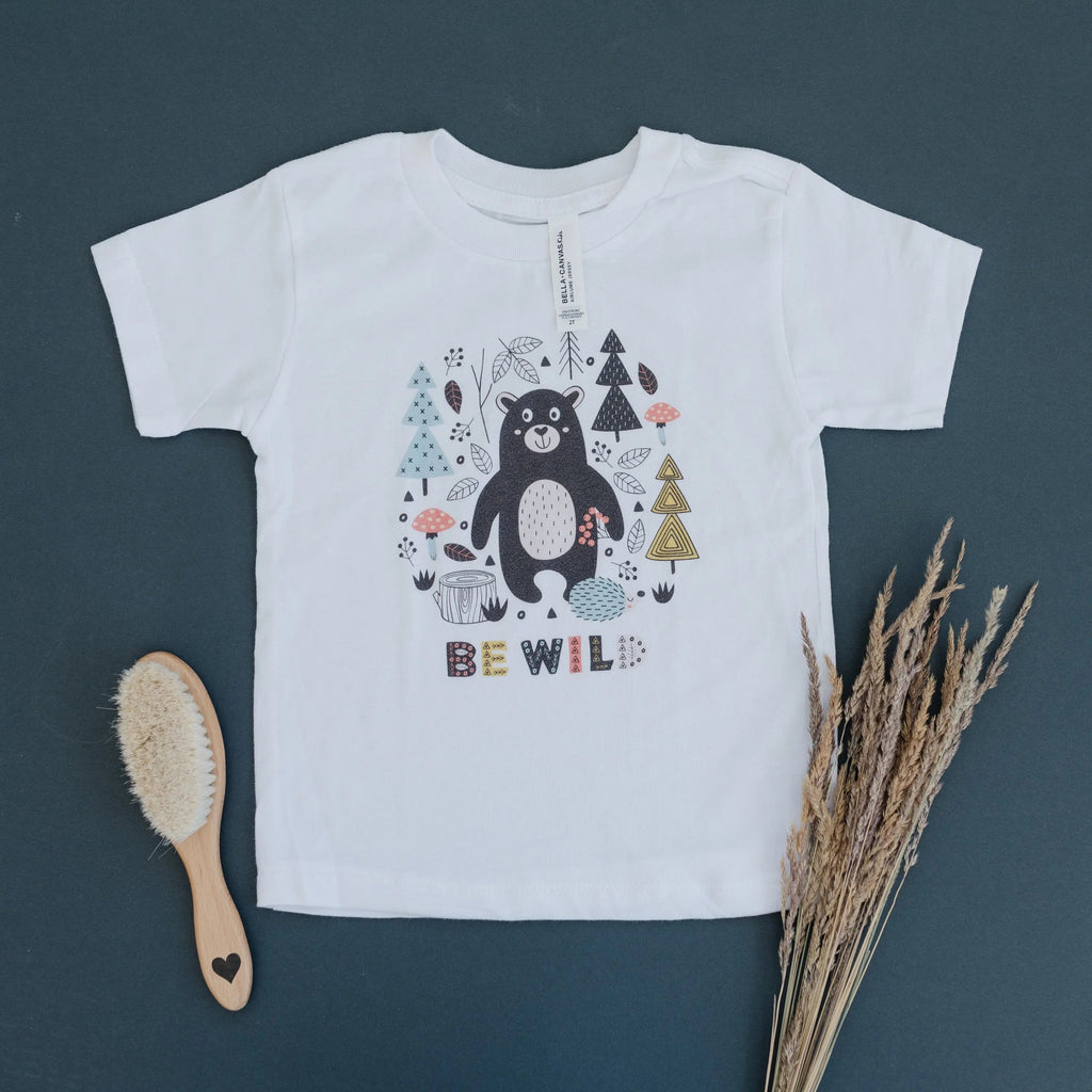 Be Wild Toddler Tee - boho toddler shirt -  toddler boy shirt - bear tshirt, outdoor adventure camping