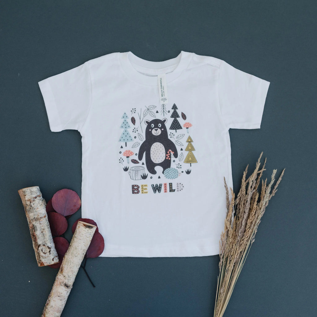 Be Wild Toddler Tee - boho toddler shirt -  toddler boy shirt - bear tshirt, outdoor adventure camping