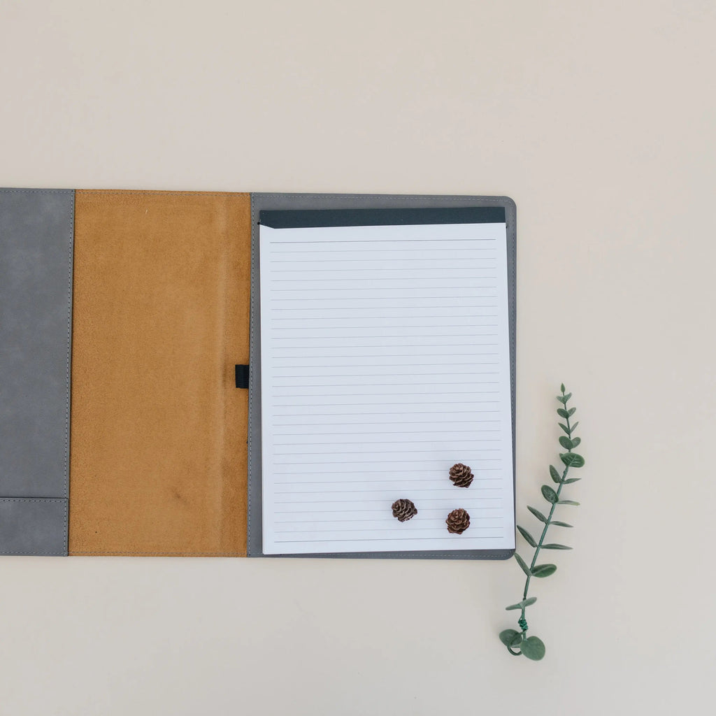 Monogram Legal Pad, Faux Leather Portfolio, Engraved, 9.5x12, 7x9